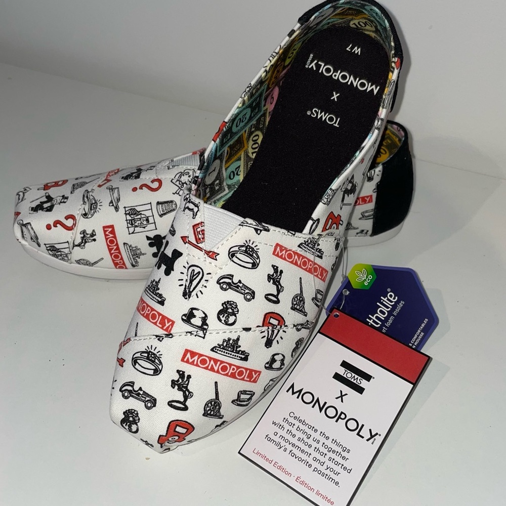 NIB NWT Toms x Monopoly Limited Edition Alpargatas  w/ OrthoLite - Women’s 7